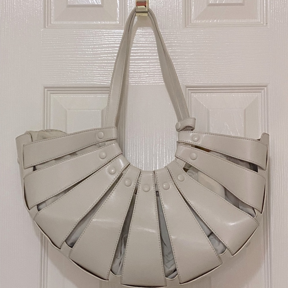 SLEEK BEAUTIFUL Beige Tote;Drawstring Lining;Made in Canada NeutralColor 9”X17”